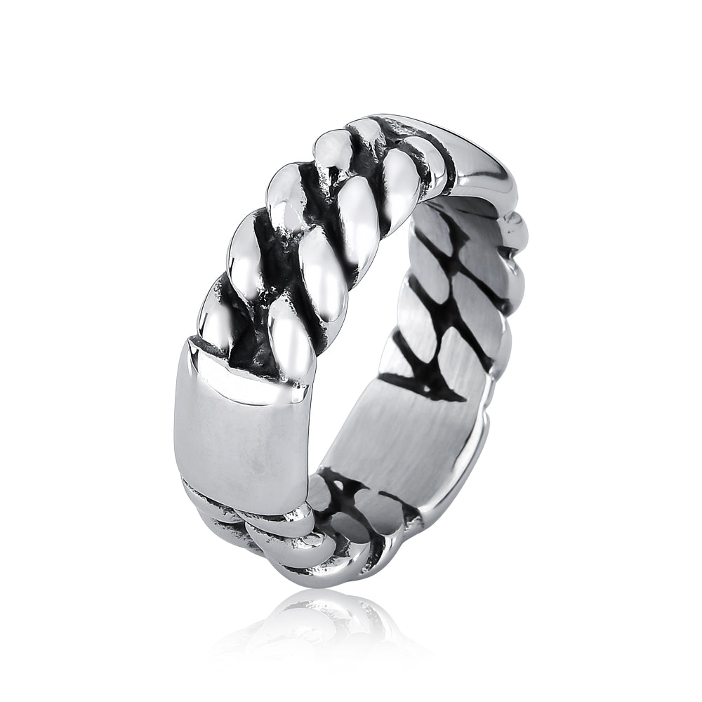 Anel Aço Trançado Tam 27