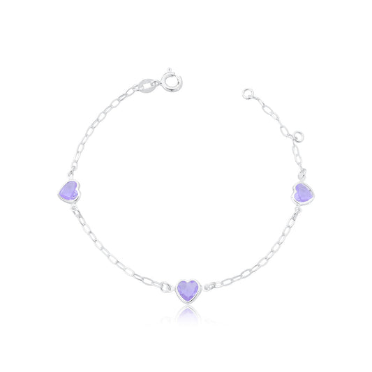 Pulseira Prata 925 Coração Com Zircônia