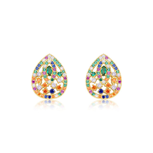 Brinco Gota Cravejada Colorido